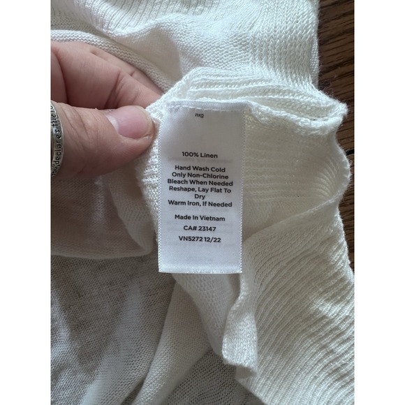 Talbots Womens Linen Cardigan Size X White Preppy Coastal Beachy Mature XL - Picture 5 of 7